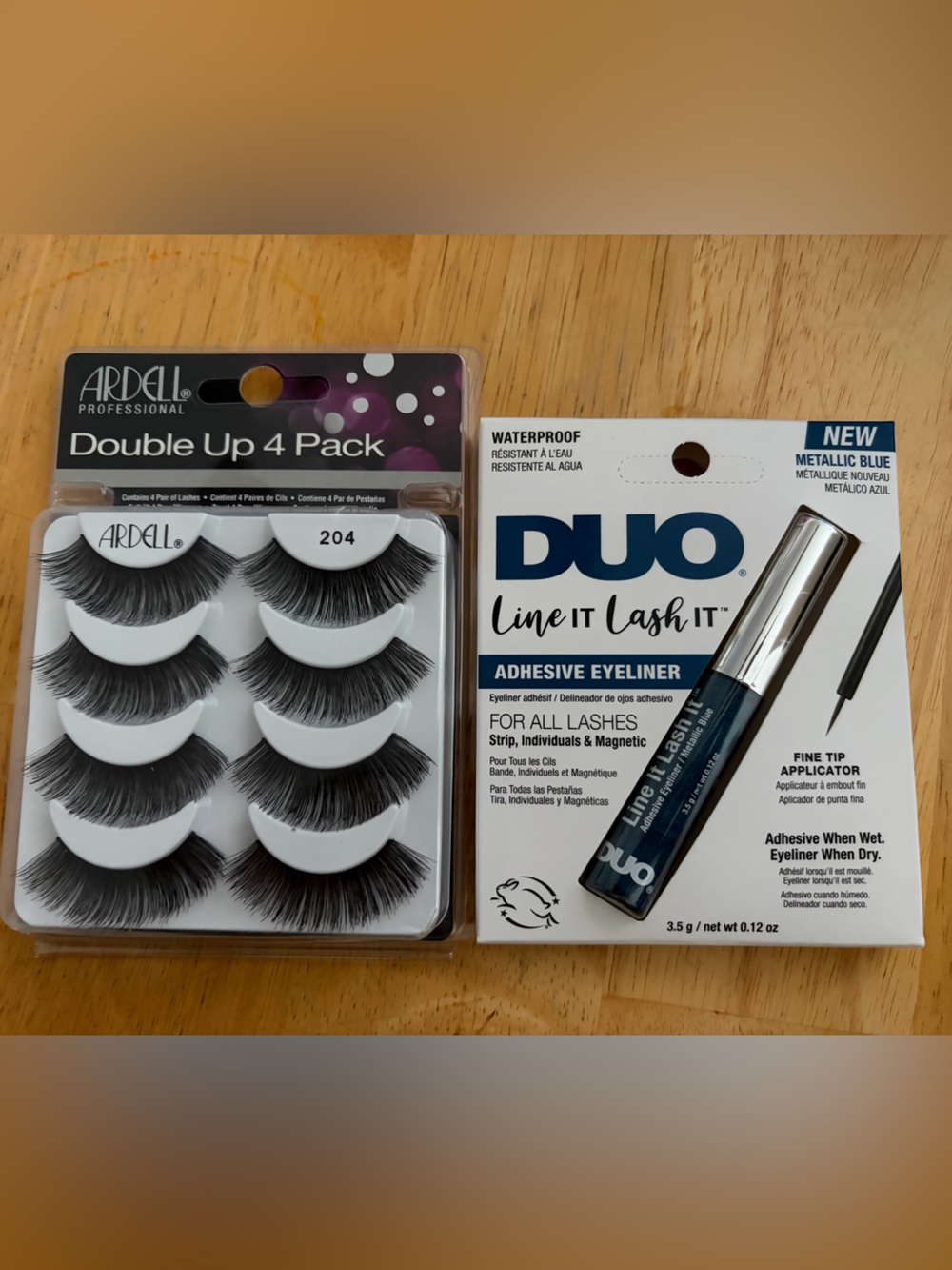 Ardell Double Up 4 Pack Black Lashes with Duo Metallic Blue Adhesive Eyeliner